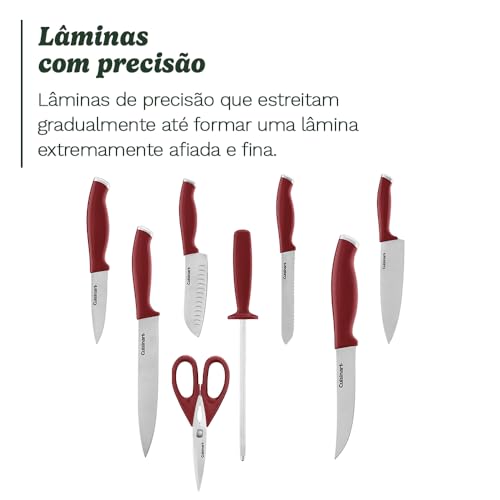 Kit de facas Cuisinart C77SSR-12P Color Pro Collection, vermelho, 12 peças