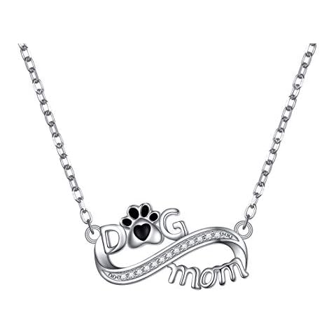JZMSJF S925 Sterling Silver Dog Mom Infinity Pendant Necklace Puppy Love Paw Jewelry Gift for Women Cover