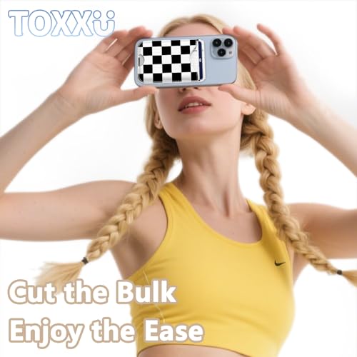 Image of Checkered Magnetic Wallets Compatible with Magsafe Wallet for iPhone 17 /16 /15 /14 /13 /12 Series Pro Max Plus Air, Phone Magnet Card Holder for Women Men Lether Mag Safe Black