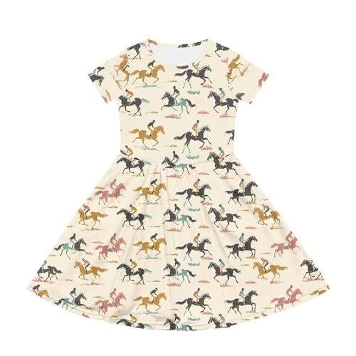 Image of Short Sleeve Dress for Girls with Pockets Cute Toddler Girl Clothes Summer 2-12