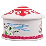 ifundom Mongolische Jurten Schmuckkästchen aus Kunstleder Aufbewahrungsbox Ø 75cm Dekorative Büro und Wohnaccessoire Ringhalter und Erinnerungsbox für Zuhause und Restaurant