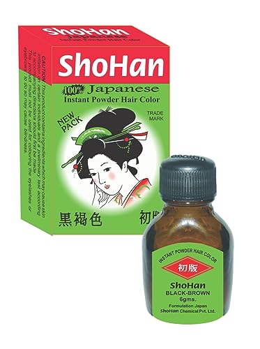 ShoHan Japanese Black Brown Hair Dye - MINIMUM BUY 6PC - 40+ Days Instant Colour Touch Up - Permanent Colour for Women - Powder For Men - Dye For Women Ammonia Free Safe Colour - Light Brown - Henna Powder Organic For Gray Concealer- Began Hair Color - Black Henna - Pack Of 1 (6g)