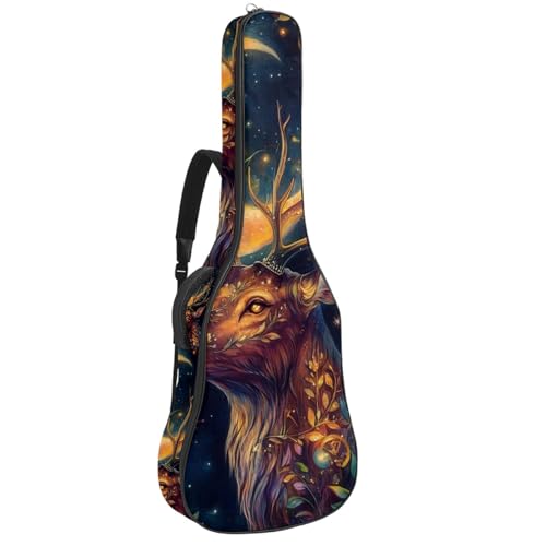 Housse de guitare 109 cm cerf lunaire en tissu Oxford étanche avec sangles