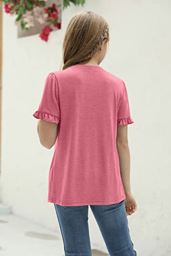 Image of Haloumoning Girls Crew Neck T Shirts Peplum Babydoll Tops Tees 4-15 Years | Girls T-Shirts, Casual Loose Tunic Tops, Cute Ruffle T Shirts, Short Sleeve Shirts, Long Sleeve Blouse