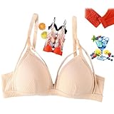 Women's Plain Cut Out Wireless Bra, Soft Comfortable Adjustable Strap Push Up Bra, All-in-One Bra Without Underwire (US, Alpha, Medium, Regular, Regular, Skin)