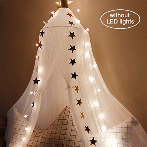 Image of Jolitac Princess Bed Canopy for Girls Room Decor Round Lace Mosquito Net Play Tent Reading Nook Canopies Yarn Girl Dome Netting Castle (White)
