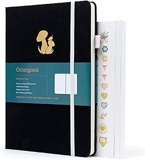 Ottergami Bullet dot Journal. B5 Notebook. Thick 180gsm Dotted Notebook Paper. Luxury Vegan Leather Journal. 128 Pages, Back Pocket, Scribble Test Page & Ribbon Bookmark. The B5