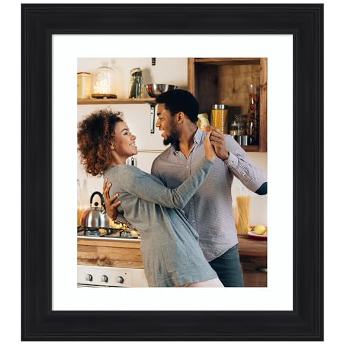Amanti Art 20x24 Picture Frame Matted to 16x20, Abbey Black Wood Framing for your Wedding Photos, Family Pictures, Diploma, Certificate, Kids Art Gift for Mom or Poster Wall Decor