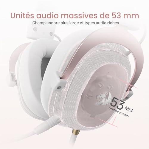 Casque audio de jeu Redragon H510 Zeus White à réduction de bruit