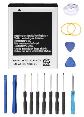 SHAWOROCE Batterie EB494358VU EB464358VU compatible pour téléphone portable Samsung Galaxy Ace GT-S5830 GT-S5839i DuoS GT-S6802 Gio GT-S5660 GT-S5670 GT-B5512 Li-ion...