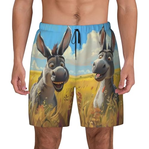 Funny Countryside Donkey Funny Men's Swim Trunks Board Shorts Quick Dry-