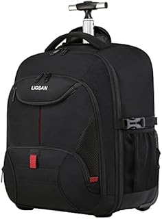 Rolling Backpack,Large Backpack with Wheels for Men Women Adults,17inch Waterproof Wheeled Travel Laptop Backpack,Carry on Luggage Bag Trolley Suitcase Business College School Computer Bookbag,Black