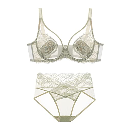 Soutien-gorge grande taille galbant avec armatures et culotte en dentelle florale sexy