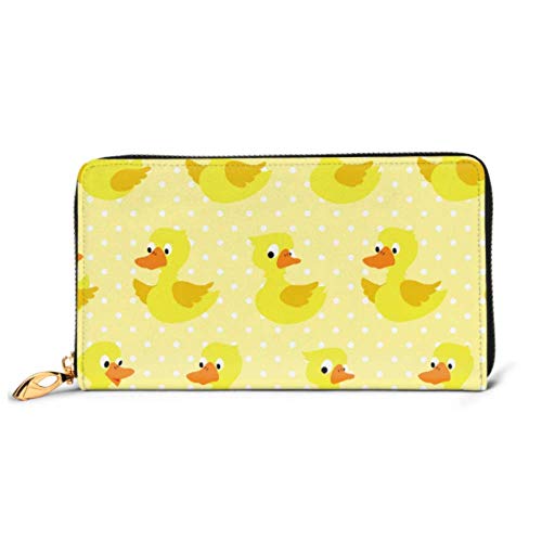 Preisvergleich Produktbild JHGFG Mode Handtasche Reißverschluss Brieftasche Muster Entlein auf gelb gepunkteten Telefon Kupplung Geldbörse Abendkupplung Blockieren Leder Brieftasche Multi Card Organizer