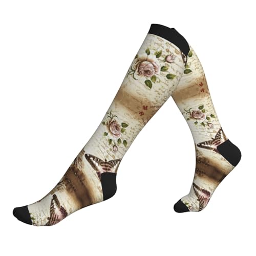 Calcetines de compresión con estampado de la Torre Eiffel de París para hombres y mujeres, hasta la rodilla, adecuados para correr, viajar y volar, 1 par, 3 Negro, Altoa única