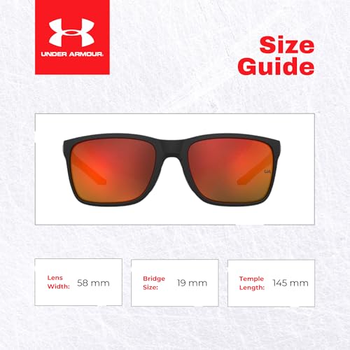 Under Armour UA0005/S Hustle 0RC2/UZ 58MM Black Orange/Red Multilayer Rectangular Sunglasses for Men +BUNDLE with ACCESSORY EYEWEAR KIT3