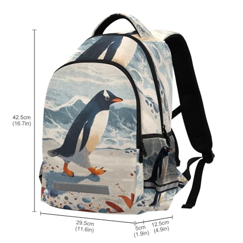 Penguin Kid's Elementary Middle School Backpack for Son Daughter, Age 6-12 Back to School Backpack Bookbag Schoolbag for Boys Girls3