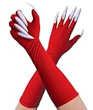 Cat Claw Gloves Red Devil Costume Accessories for Women - Demon Long Nail/Claw Naughty Animal Glove for Halloween Accessory Carnival Mardi Gras Kit Cosplay