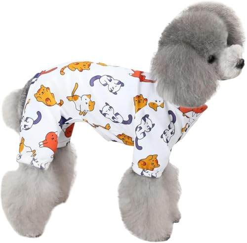 HuaLiSiJi Hundepyjama Kleine Hunde,Elastisch und Bequem Weich und Warm Einfach an und Auszuziehen für Kleine und Mittelgroße Hunde Geeignet (XXL, Cream Color)