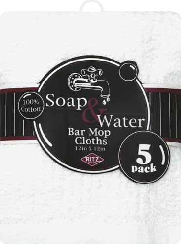 Ritz White Cotton Bar Mop Dish Cloth 5 pk