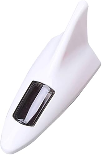 Antena de aleta de tiburón Energía solar LED Advertencia Luz trasera de techo de coche Decoración Luz trasera (blanco)