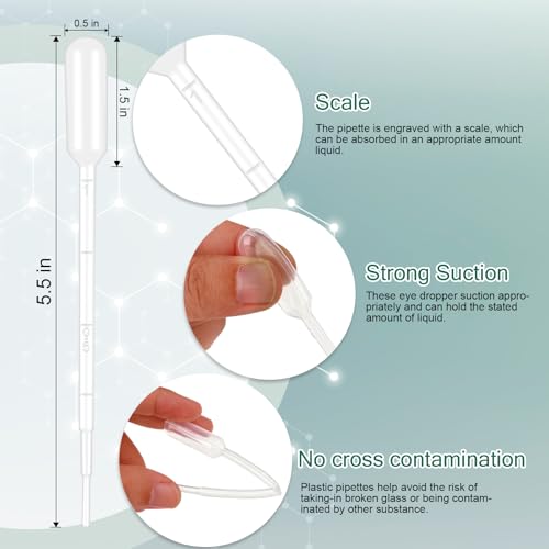 Image of moveland 200Pcs 1ML Dropper Pipettes Plastic for Lab Science, Essential Oil | Strong Suction, Leak-Proof, Clear Graduated Scale, Food-Grade PE, Non-Toxic, Excellent Suction Without Leakage, Disposable