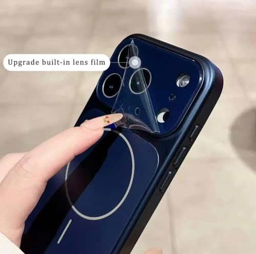 Image of for iPhone |Convert to 17 pro /17 Pro Max Style Premium Back Glass Converter Cover Magnetic Case (Blue, for iPhone 13 Pro Max)