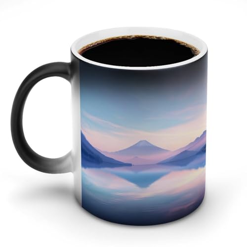 霞んだ富士山の眺めマグカップ 変色カップ 美しい日本の風景写真 美しい自然の風景 コーヒーカップ 高級 おしゃれ 人気 誕生日プレゼント ギフト 贈り物 彼女 妻 友人 家族 愛する人への素敵なプレゼント バレンタインデー 結婚記念日 プレゼント 350m