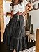 utcoco Women's High Waist Long Denim Skirt Button-Fly Tiered Ruffle Swing A-Line Jean Maxi Skirt with Pockets (Large, Black Grey)