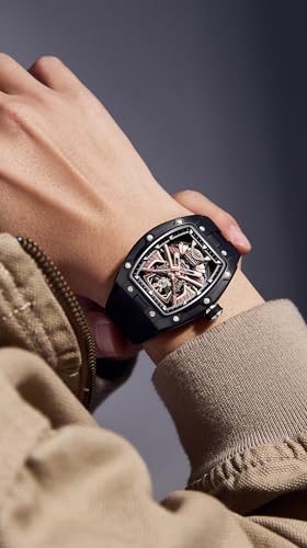 Image of ALIX Men's Automatic Skeleton Self-Winding Water Resistant Chronograph Analog Watch