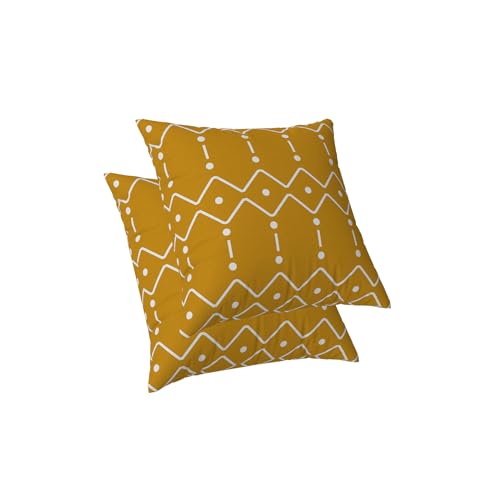 ggaimwf Geometric Pillow Cases 2 Pack Geometric Pattern Yellow Cushion Covers Abstract Pillow Covers Modern Cushions Covers for Sofa Living Room Home Decor Square Cushions 60x60cm