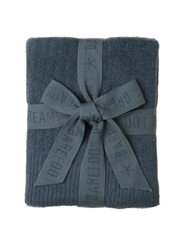 Image of Barefoot Dreams CozyChic Lite Ribbed Baby Blanket, Smokey Blue 30 inchx40 inch