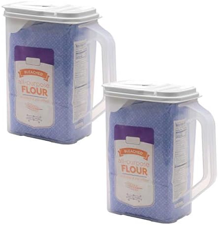 2 Pack Food Storage Container 4 Quart Flour Sugar Bag In Keeper and Dispenser with Handle