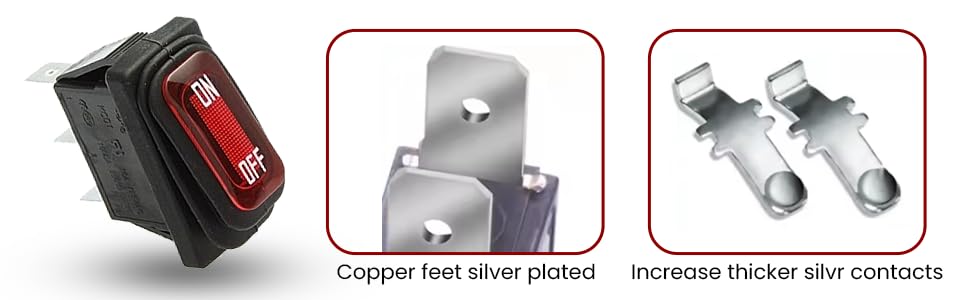 Miniatura 6 de Interruptor de encendido y apagado para maquinilla de afeitar - KCD1 Interruptor de encendido y apagado iluminado rojo para Razor E100, E200, E300,