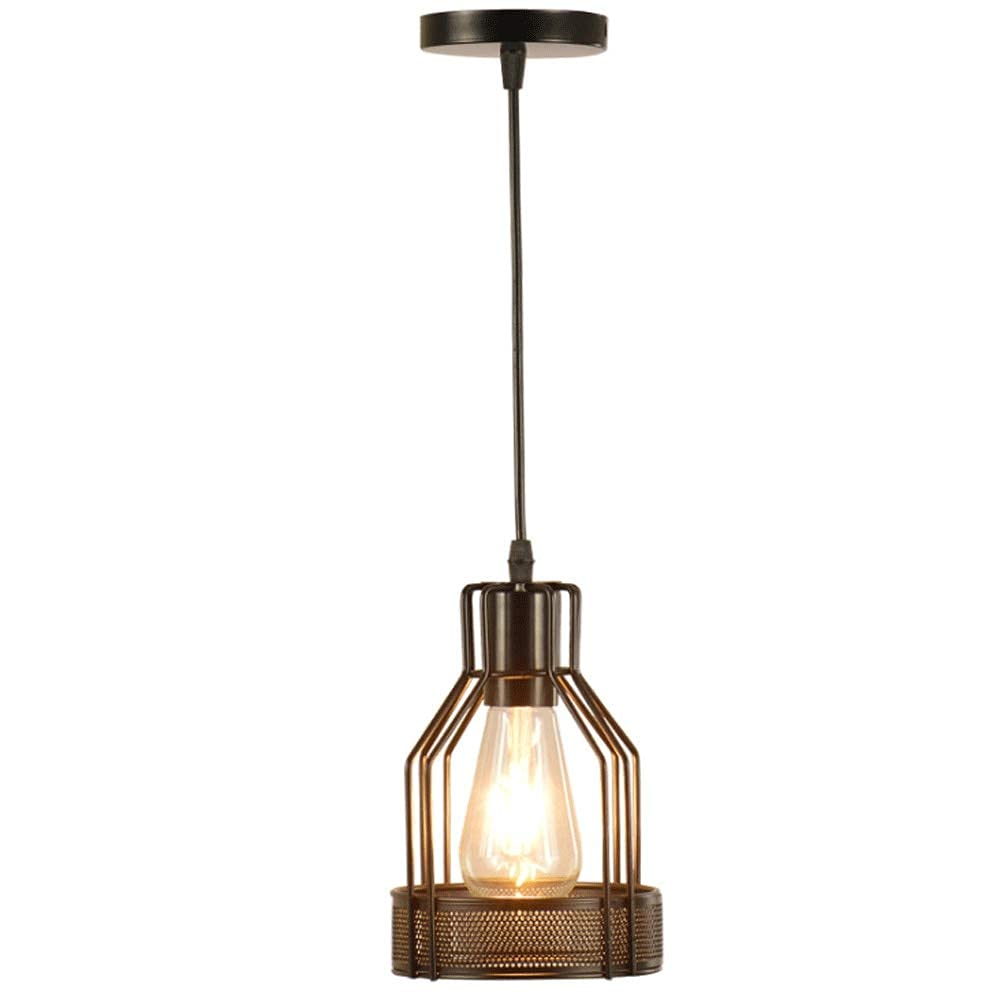 NZDY American Industrial Wind Ceiling Lamps Country Warehouse Chandelier Nordic Simple Suspension Light Retro Creative Bar Single Head Island Pendant Luminaire E27 Wrought Iron Edison Hanging Lamp