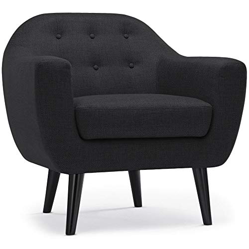 Menzzo HY80411 Contemporain Fidelio Fauteuil Scandinave Bois/Tissu Noir 85 x 83 x 86 cm