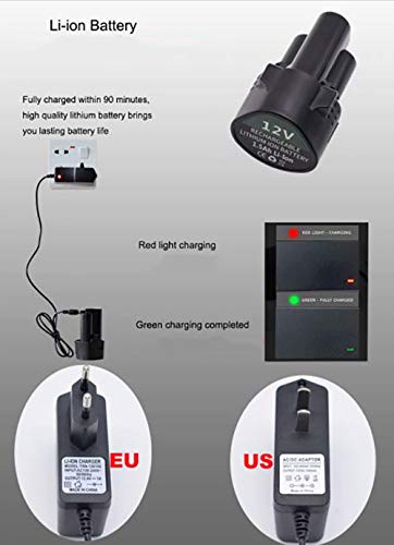 Image of Plastic Multi Function 12V Lithium-Ion Cordless Drill Machine with 2 Battery and Two Speed Control with 3Pcs Buffing Pads Polishing Grip Pad for Car Polisher (Multicolour)