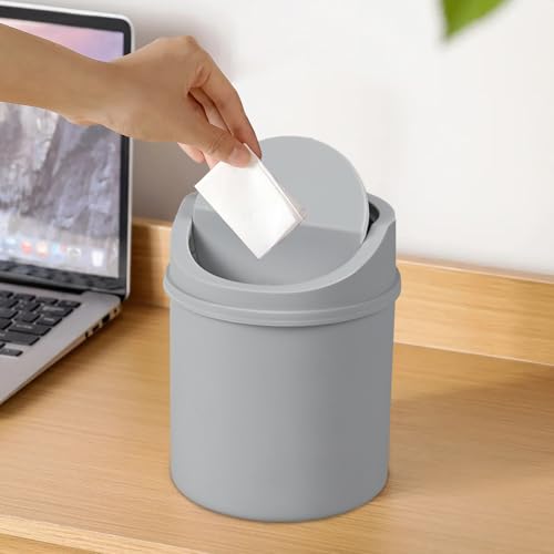 Mini caneca de basura de plástico gris 0.5 galón miniatura 7