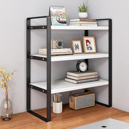 卓上棚 デスクラック 一段/二段/三段 机上棚 奥行20cm デスク上収納ラック 幅30/40/50cm 卓上収納棚 デスクシェルフ デスク上置棚 白 黒 簡単組立 スペース活用 おしゃれ (C,3段-幅40cm)