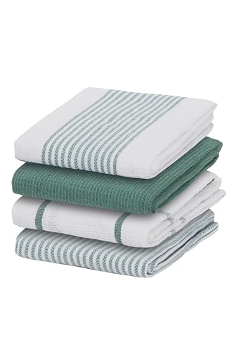 Olivia Rocco 4 Pack Cotton Tea Towels, Green