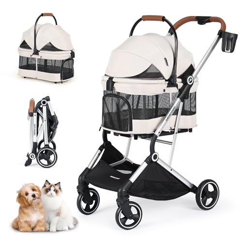T3 Pro 3-in-1 Small Pet Stroller for Dog & Cats, 4 Wheels with De...