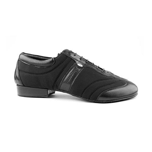 Portdance Zapatillas de danza para hombre PD Pietro Premium - Lycra/Cuero Negro - Suela de piel, Negro , 44 EU