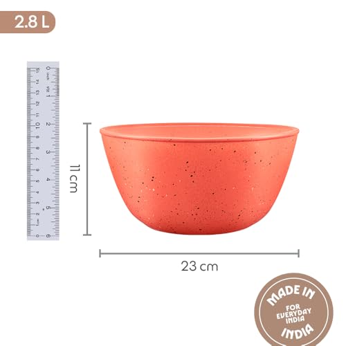 Image of Borosil 2.8 L Kube Pink Serving & Mixing Bowl | Made in India Borosilicate Glass Bowl for Kitchen & Dinning | Bowl for Mixing Dough, Salad, Batter | Microwave & Dishwasher Safe