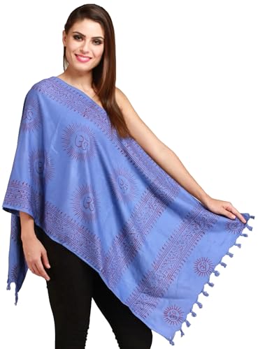 Lavender-Violet Sanatana Dharma Prayer Scarf with Printed Om - Blue