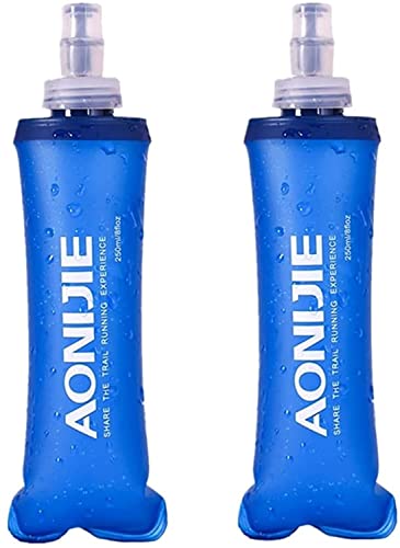 AONIJIE 2Pack of Soft Soft Folding Hydration Bottle Water Collapsible Flask BPA-Free Bottles (500ml without straws)