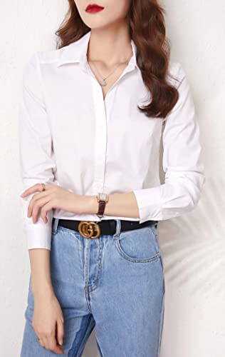 Beninos Long Sleeve V Neck Office Formal Casual Button Down Shirt Blouse for Women3