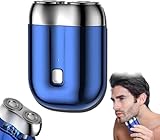 2024 New Upgrade Dual Head Shaver,Mini Shaver,Pocket Shaver USB Mini, Washable Double Head Razor, Rechargeable Waterproof Compact Electric Shaver for Home, Car, Travel (Blue)