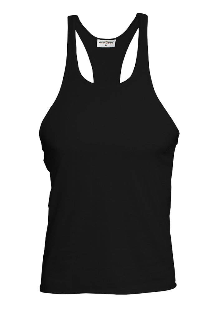 Raftaar Mens Gym Stringer Muscle Vest Tank Top Sports Top Bodybuilding Racerback (Small, Black)
