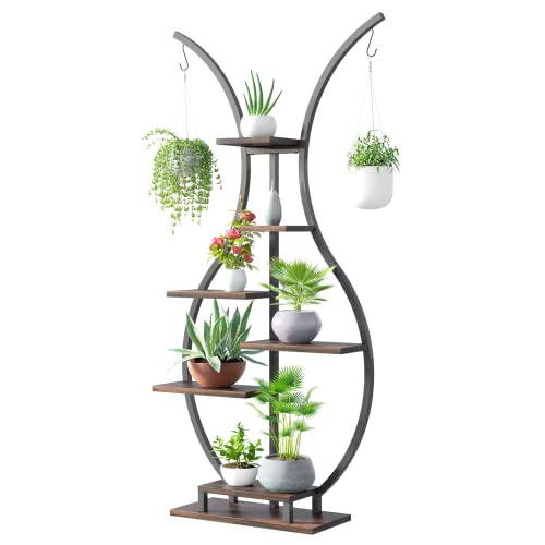Yoleny 6 Tier Plant Stand Indoor, Vase-Shape Plant Shelf With Hanging Hook, Multiple Planter Display For Home Decor, Living Room, Balcony, And Bedroom (Bottle-N) #TOP1