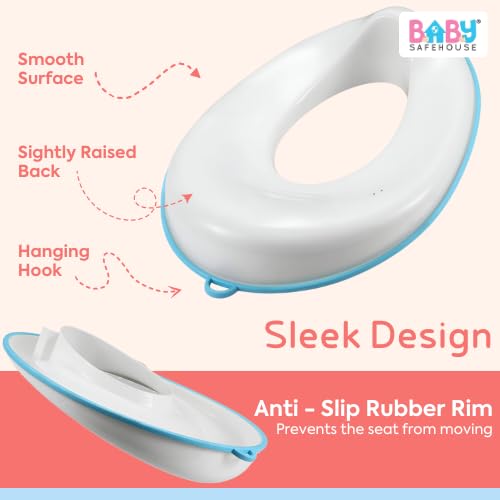 Image of BabySafeHouse Potty Training Toilet Seat Cover with Storage Hook, Blue